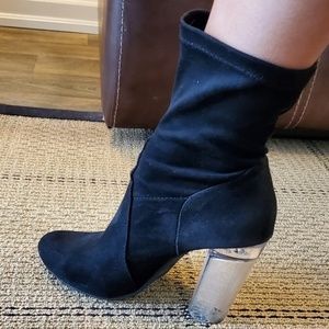 ALDO Suede Booties w/ Clear Block Heel